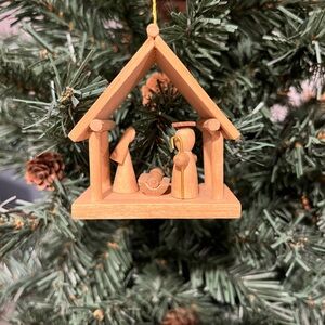 Wooden Nativity Scene Ornament
